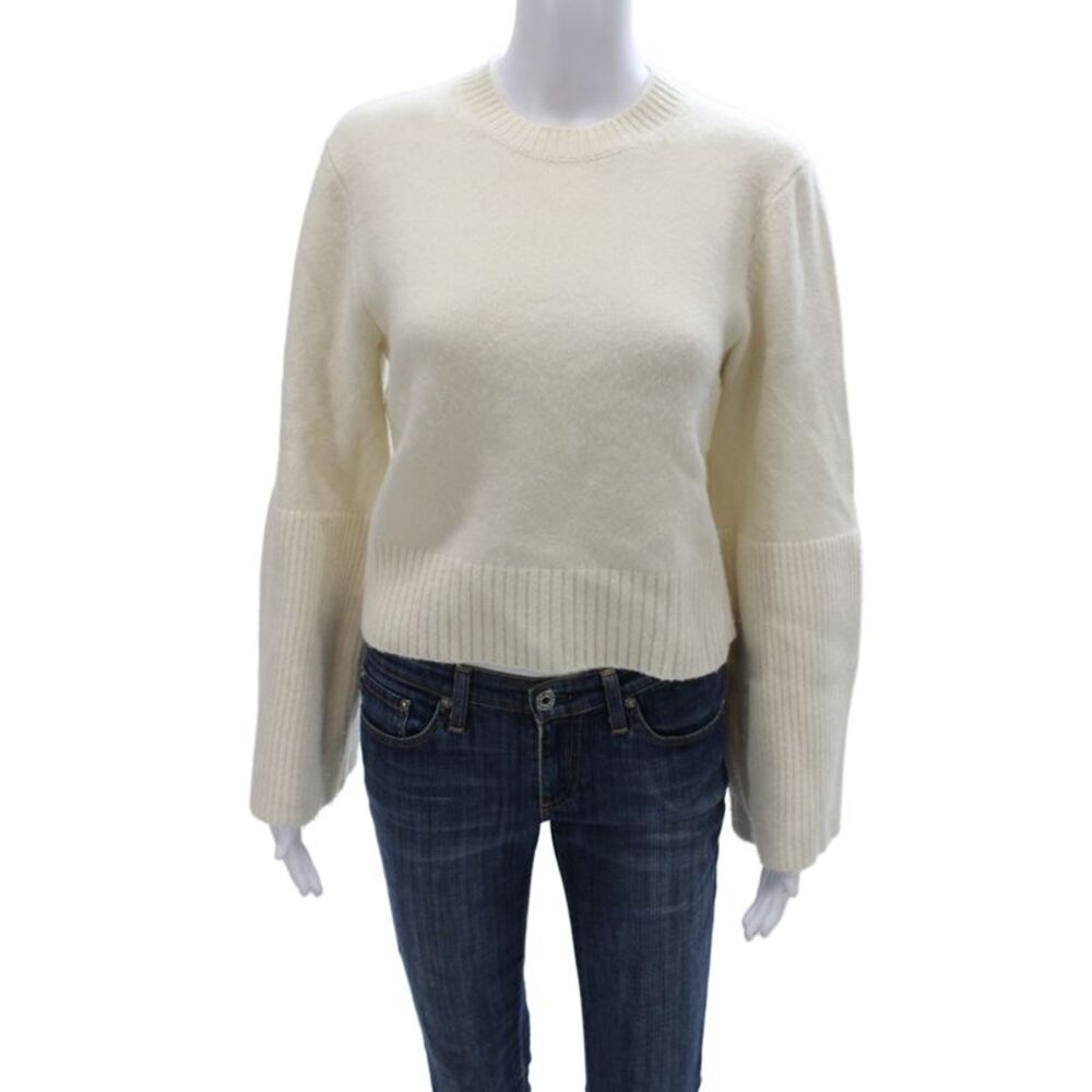 A.L.C. Unisex Pullover Sweater White Crew Neck 70% Wool 30% Cashmere Size M